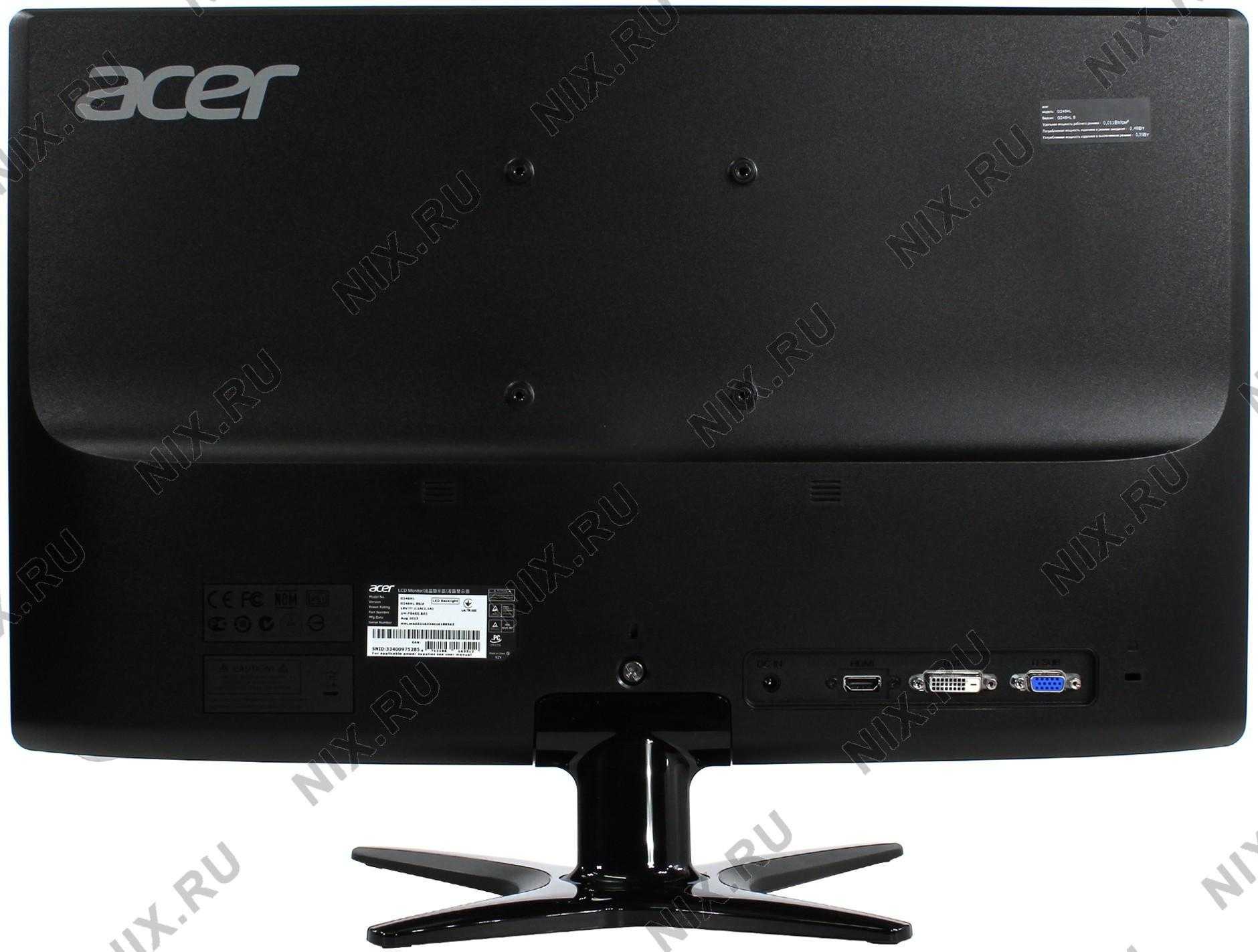 Жк монитор 24" acer g246hl bbid — купить, цена и характеристики, отзывы