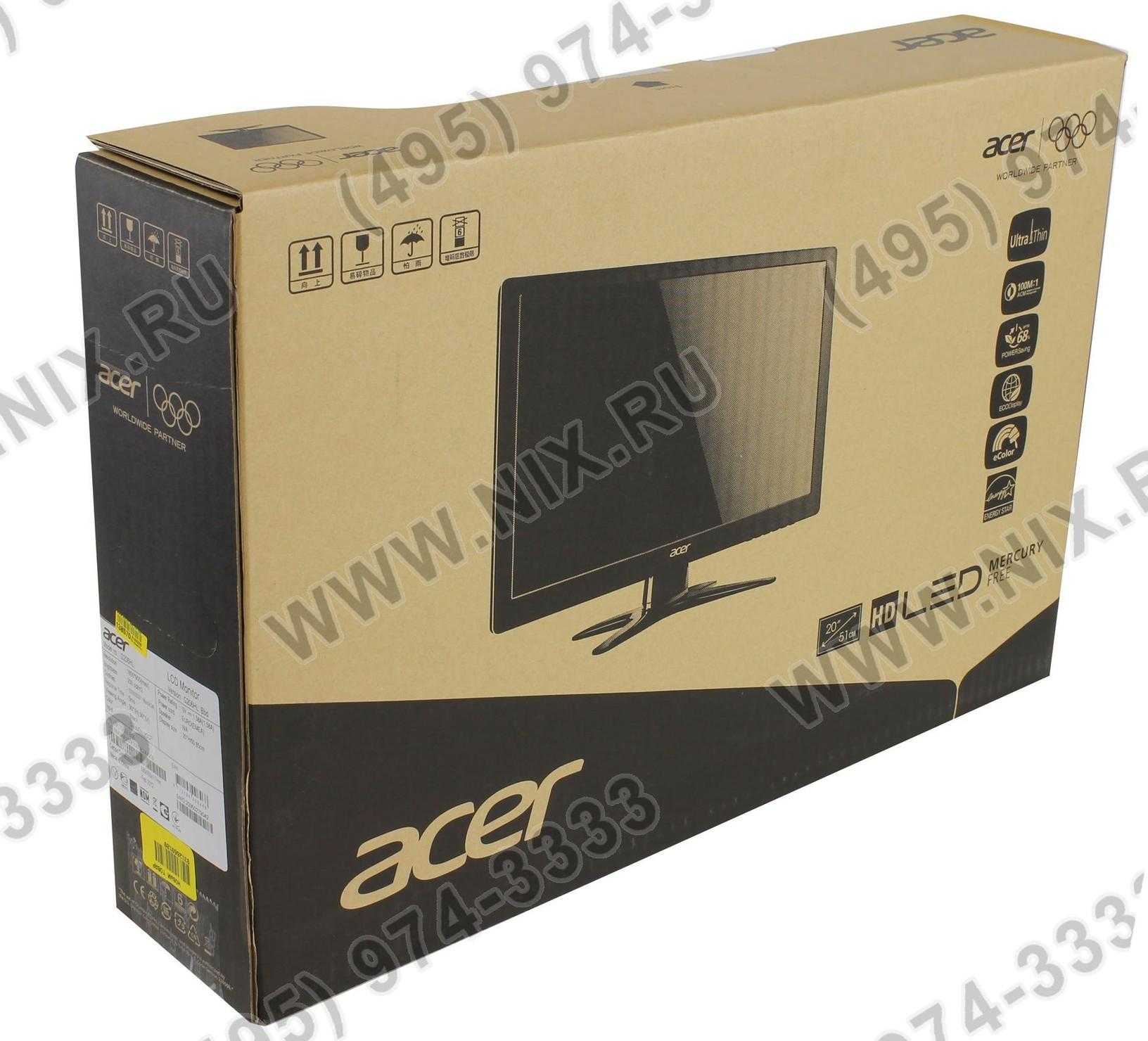 Жк монитор 20" acer g206hl bb — купить, цена и характеристики, отзывы